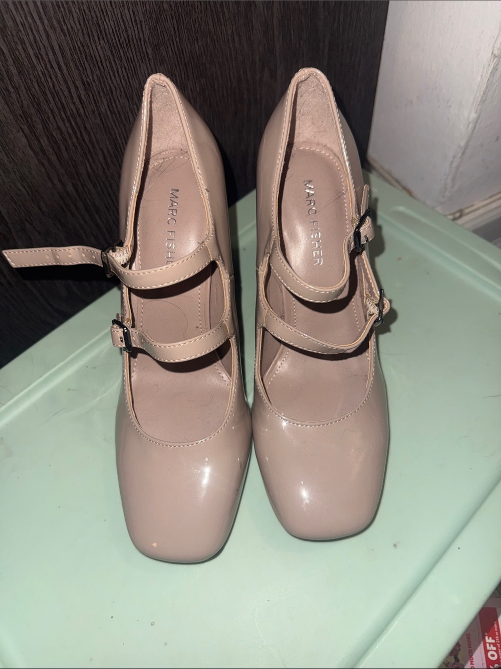 Marc Fisher Blush Patent Double-Strap Mary Jane Pumps